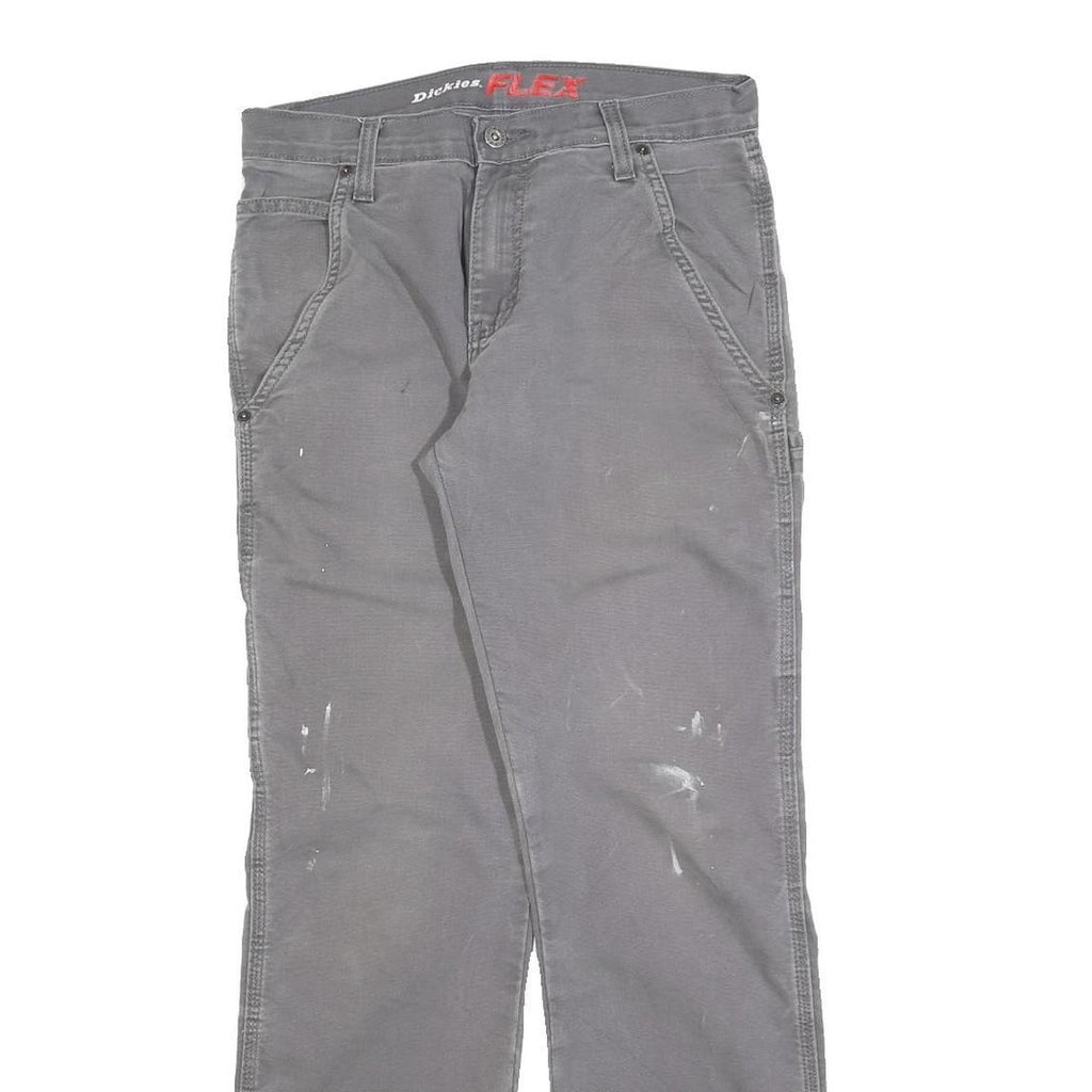 DICKIES Mens Cotton Blend Grey Relaxed Straight Trousers W30 L32 Workwear