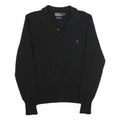 POLO RALPH LAUREN Mens Black Wool Polo Patterned Jumper Crew Neck Basic Knit 2XL