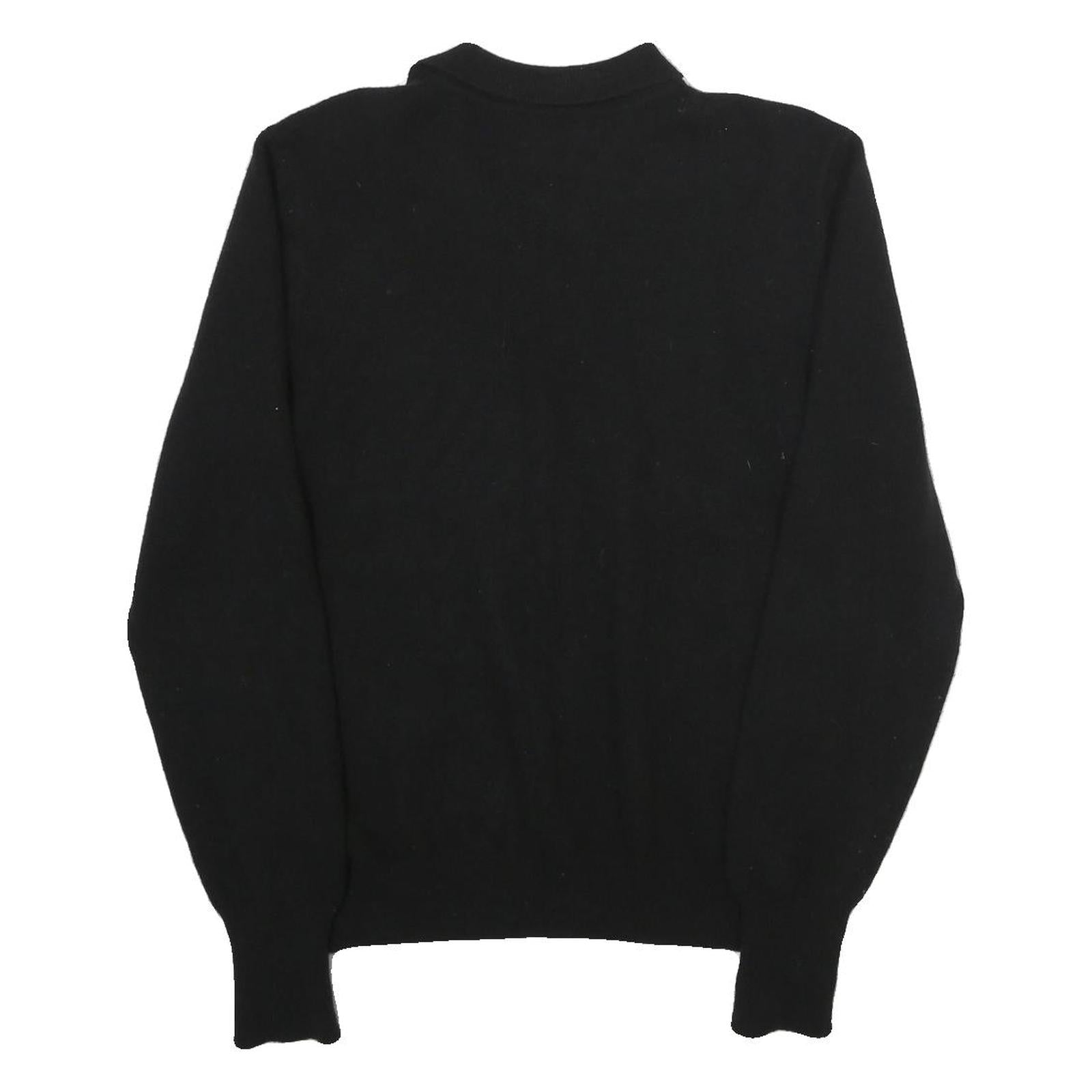 POLO RALPH LAUREN Mens Black Wool Polo Patterned Jumper Crew Neck Basic Knit 2XL