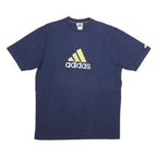 ADIDAS Mens Navy Blue Cotton Logo Graphic T-Shirt L Short Sleeve Crew Neck