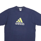 ADIDAS Mens Navy Blue Cotton Logo Graphic T-Shirt L Short Sleeve Crew Neck
