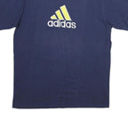 ADIDAS Mens Navy Blue Cotton Logo Graphic T-Shirt L Short Sleeve Crew Neck