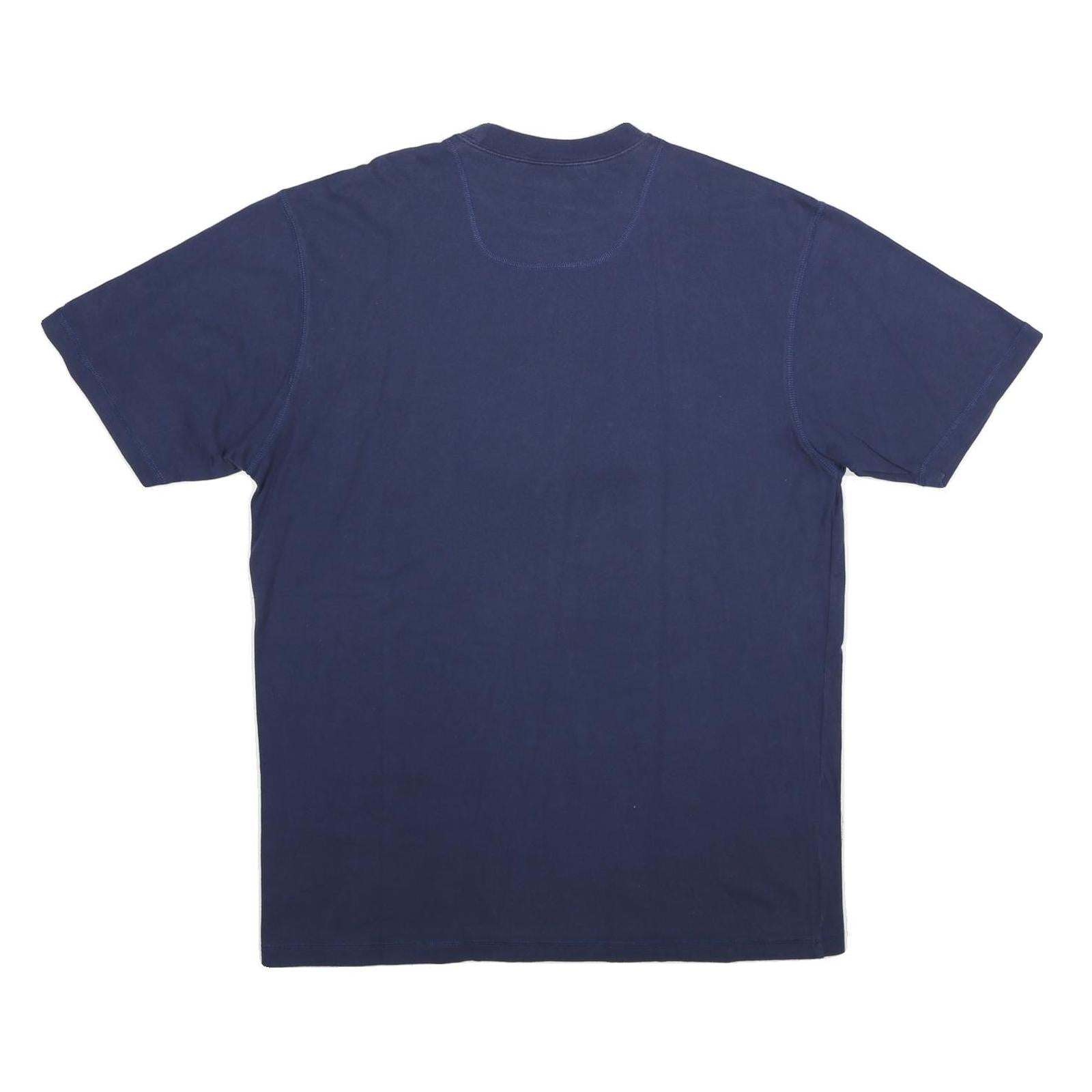 ADIDAS Mens Navy Blue Cotton Logo Graphic T-Shirt L Short Sleeve Crew Neck