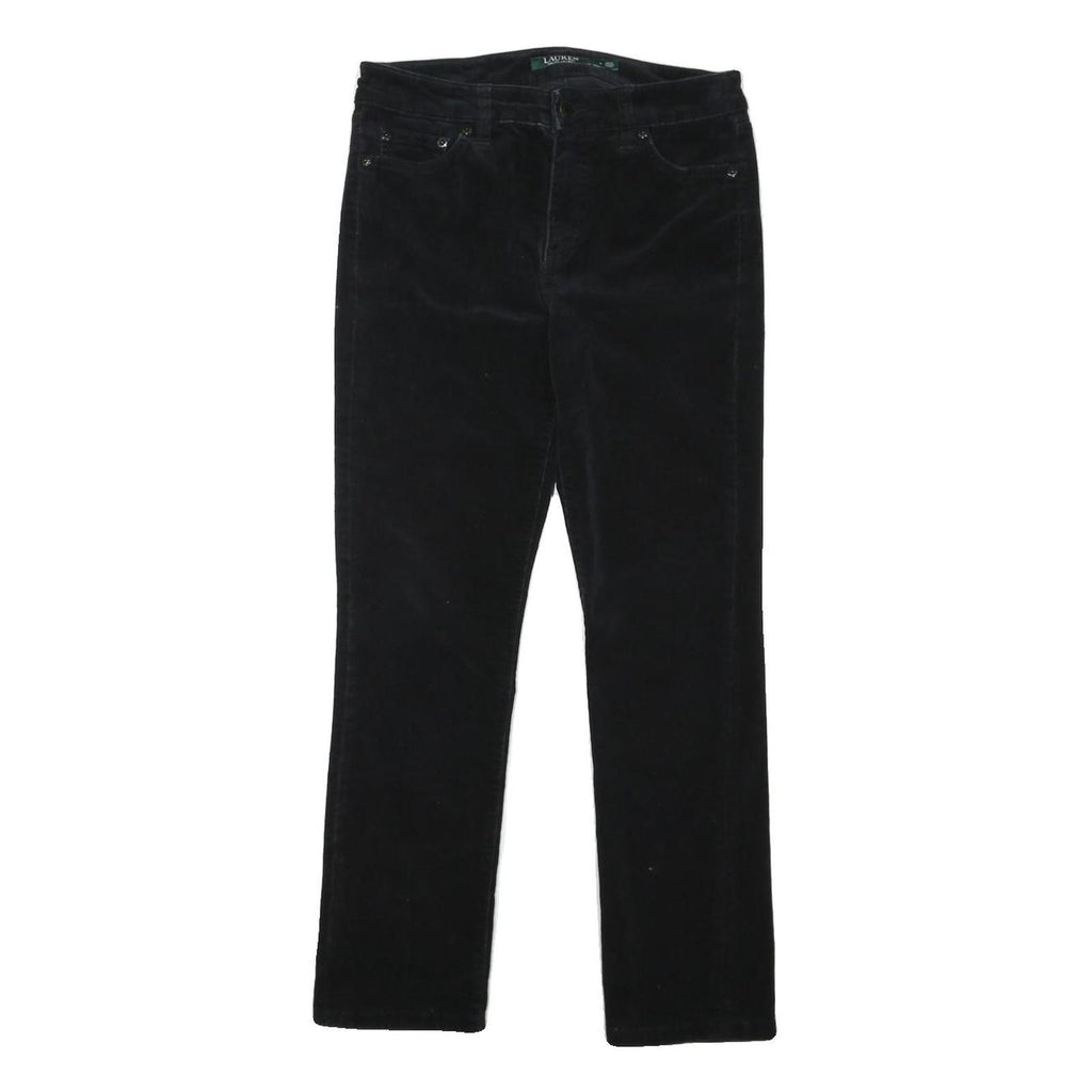LAUREN RALPH LAUREN Womens Cotton Blend Black Regular Straight Trousers W30 L27