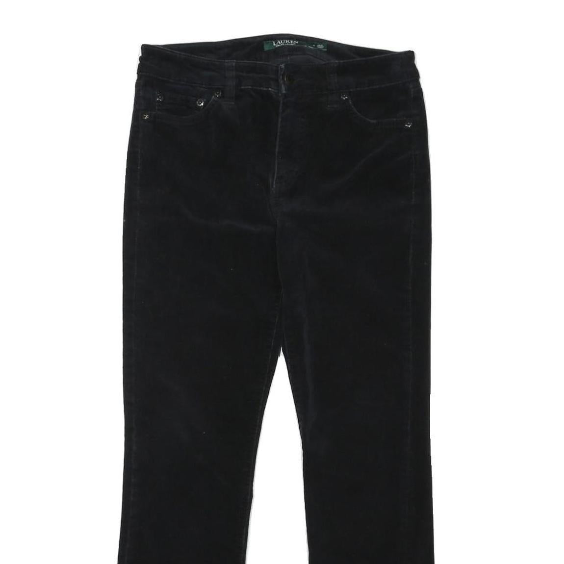 LAUREN RALPH LAUREN Womens Cotton Blend Black Regular Straight Trousers W30 L27