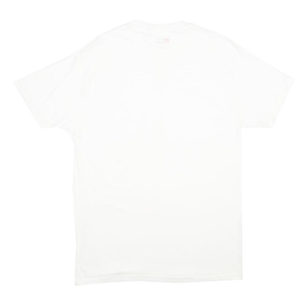 HANES Mens White Plain T-Shirt L Short Sleeve Crew Neck Classic Cotton Comfort