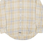 NAUTICA Mens Beige & Blue Check Shirt M Cotton Blend Button-Down Long Sleeve