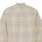 NAUTICA Mens Beige & Blue Check Shirt M Cotton Blend Button-Down Long Sleeve