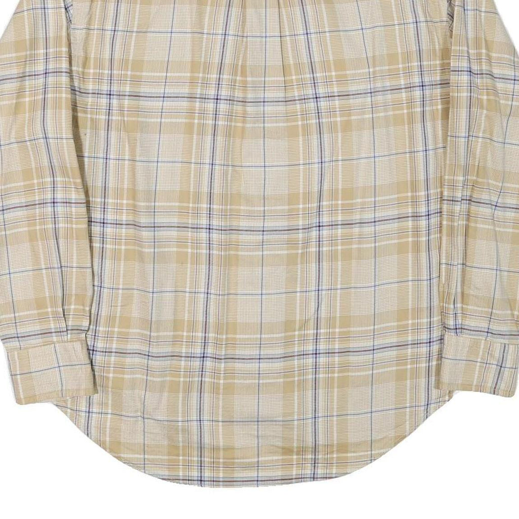 NAUTICA Mens Beige & Blue Check Shirt M Cotton Blend Button-Down Long Sleeve