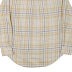 NAUTICA Mens Beige & Blue Check Shirt M Cotton Blend Button-Down Long Sleeve