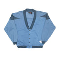 Button Up Mens Sweatshirt Blue V-Neck L