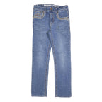 PAVINI Womens Regular Blue Denim Jeans W29 L29 Embroidered Pockets Zip Closure