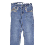 PAVINI Womens Regular Blue Denim Jeans W29 L29 Embroidered Pockets Zip Closure