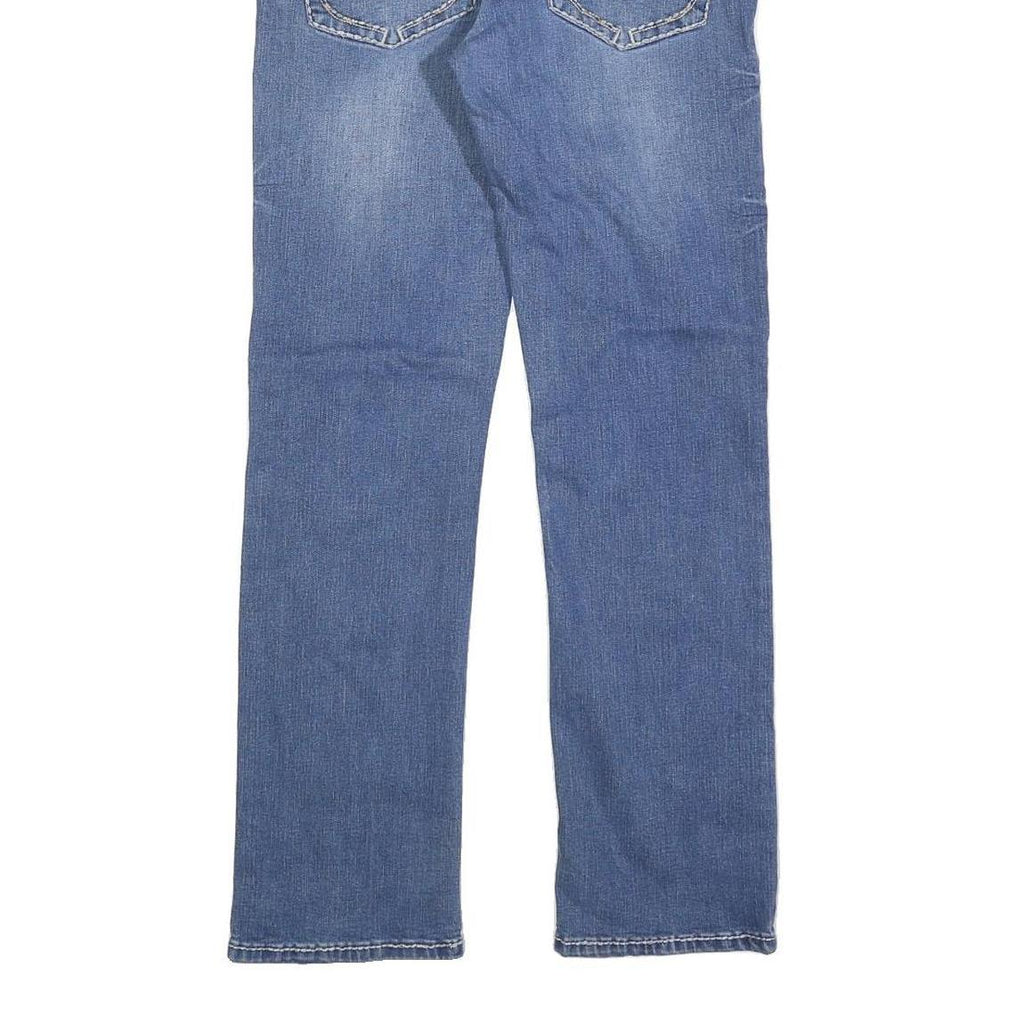 PAVINI Womens Regular Blue Denim Jeans W29 L29 Embroidered Pockets Zip Closure