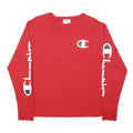 CHAMPION Mens Red Long Sleeve Crew Neck Graphic T-Shirt S Cotton Casual