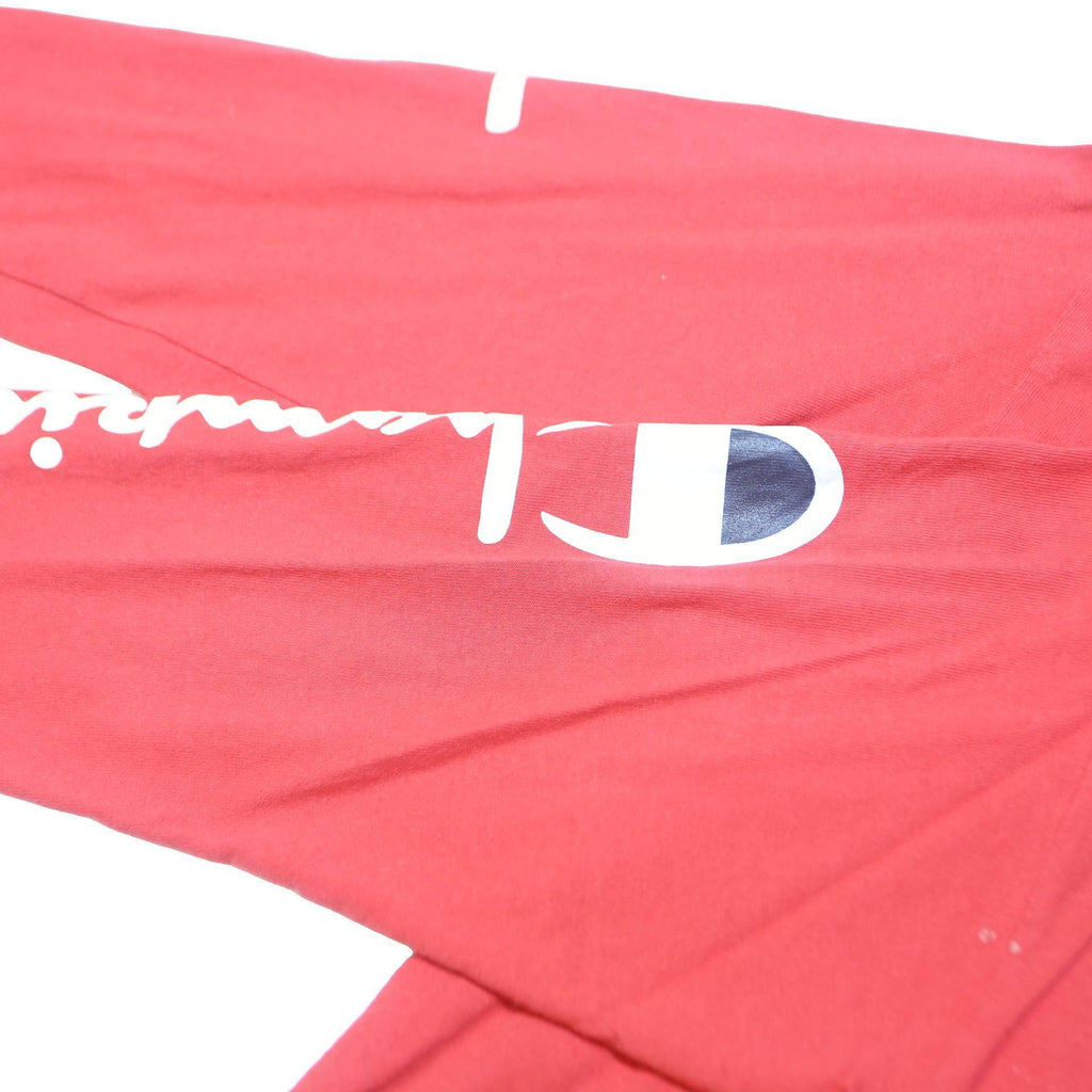 CHAMPION Mens Red Long Sleeve Crew Neck Graphic T-Shirt S Cotton Casual