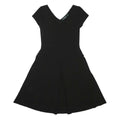 LAUREN RALPH LAUREN Womens Black Fit & Flare Polyester Blend Plain Short Sleeve