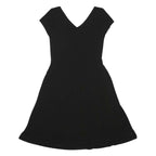 LAUREN RALPH LAUREN Womens Black Fit & Flare Polyester Blend Plain Short Sleeve
