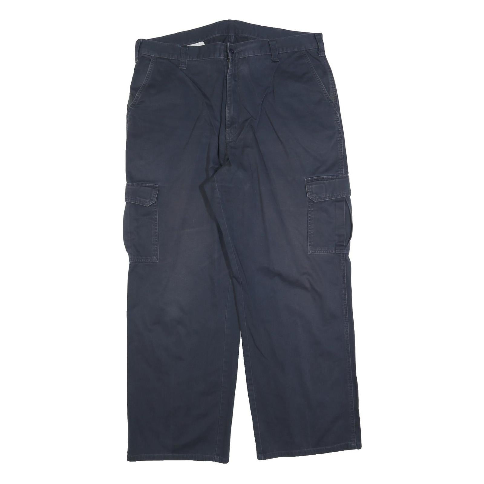 DICKIES Mens Cotton Blend Navy Relaxed Cargo Trousers W38 L30 Workwear Zip