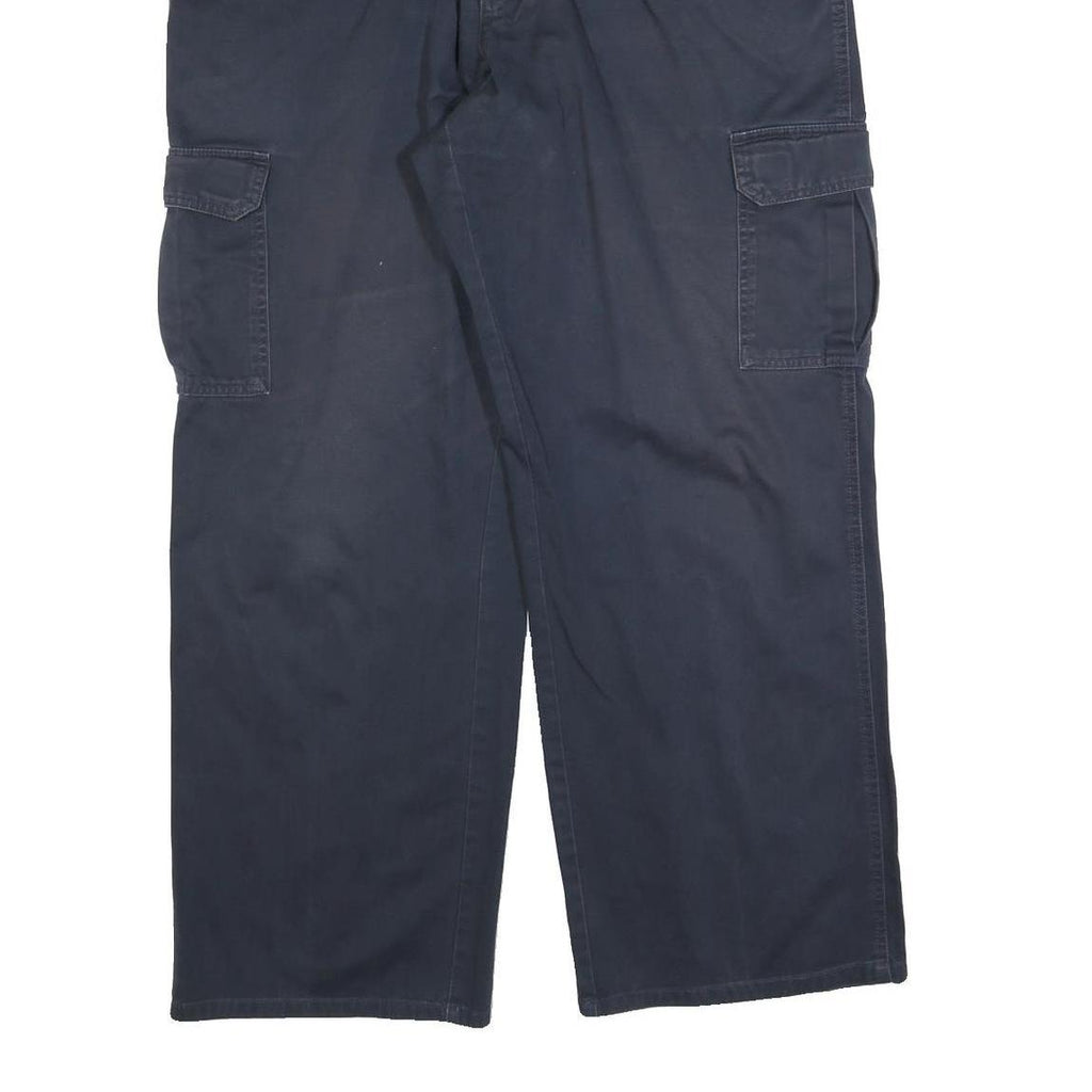 DICKIES Mens Cotton Blend Navy Relaxed Cargo Trousers W38 L30 Workwear Zip