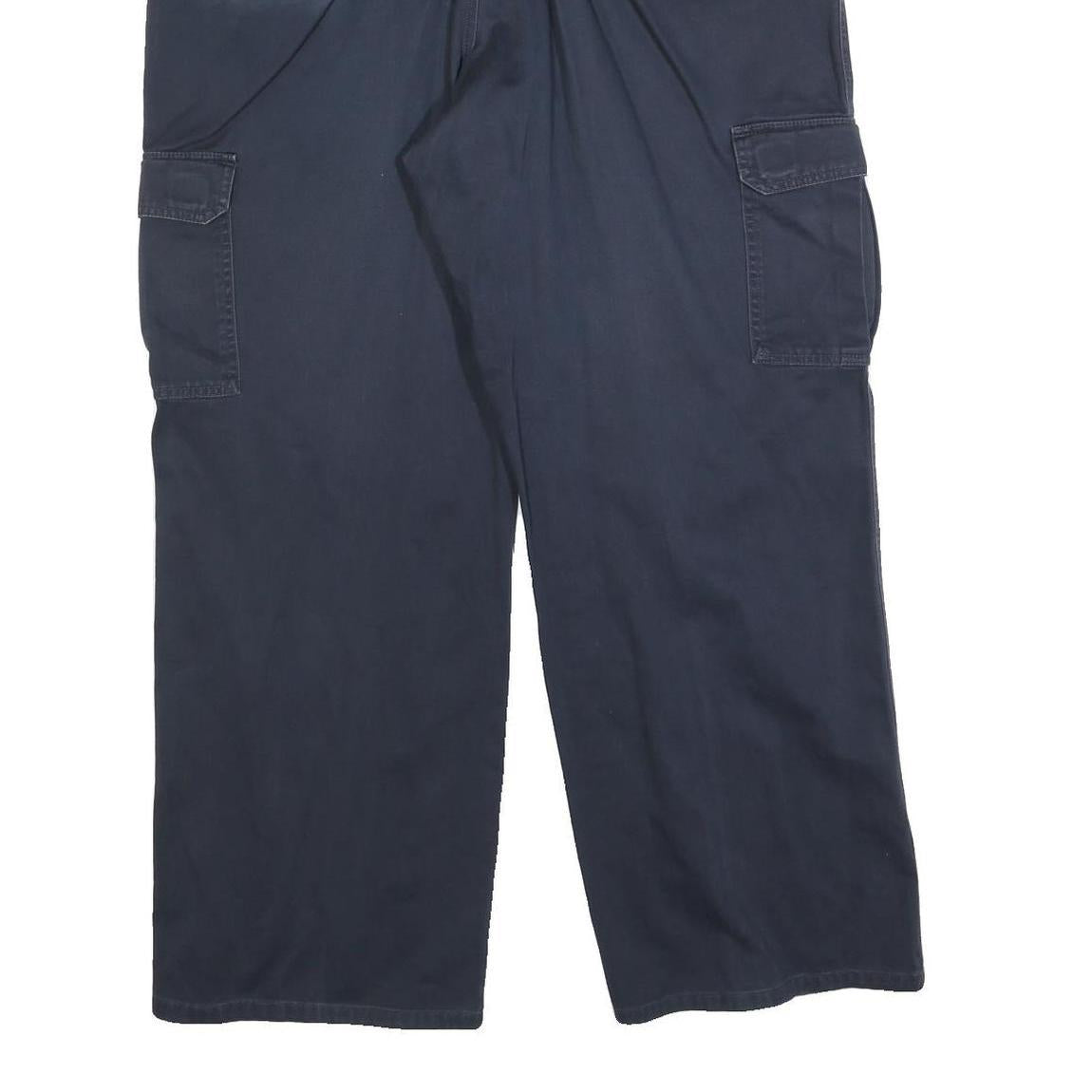 DICKIES Mens Cotton Blend Navy Relaxed Cargo Trousers W38 L30 Workwear Zip