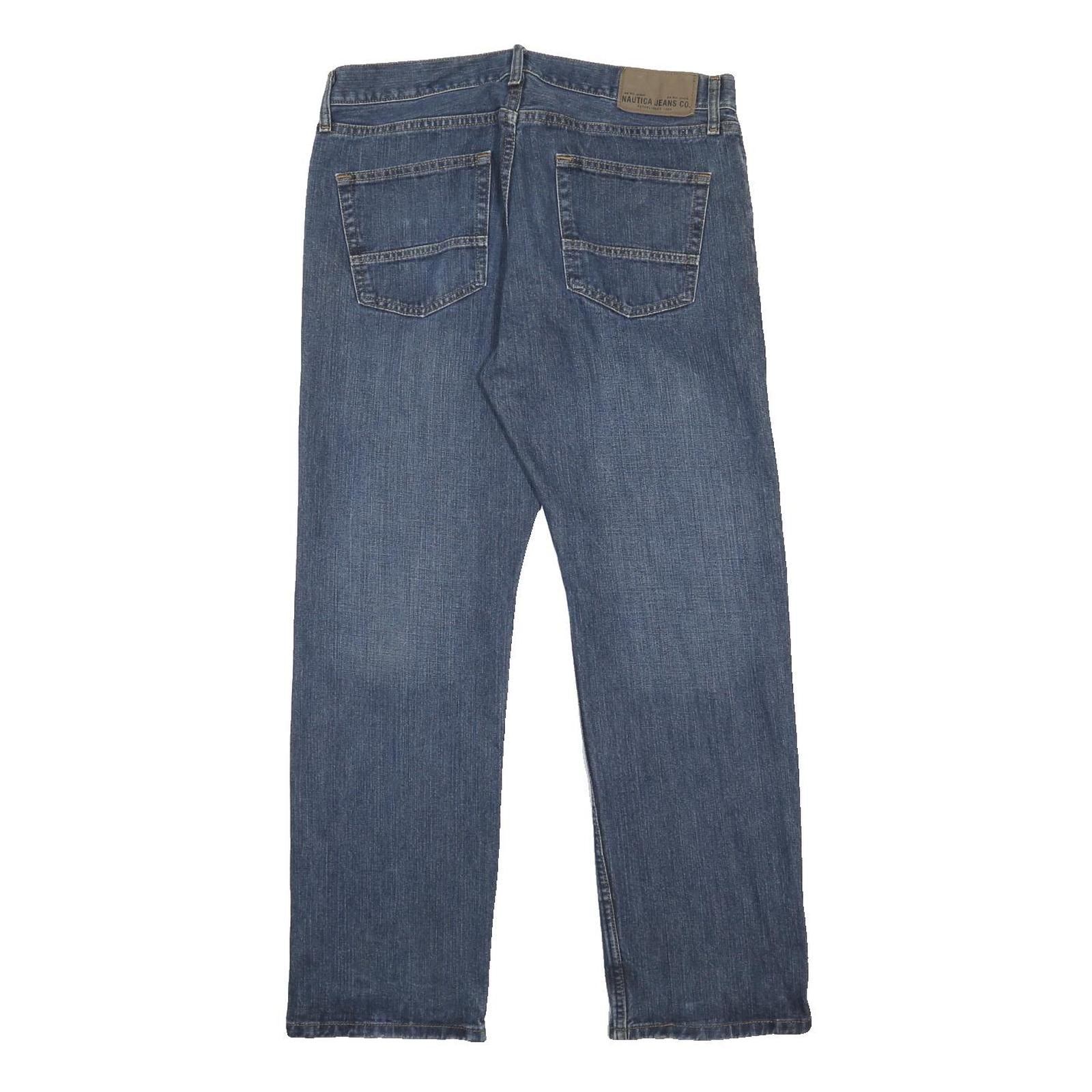 NAUTICA Mens Jeans Blue Relaxed Straight Denim Medium W34 L32 Classic Casual Zip