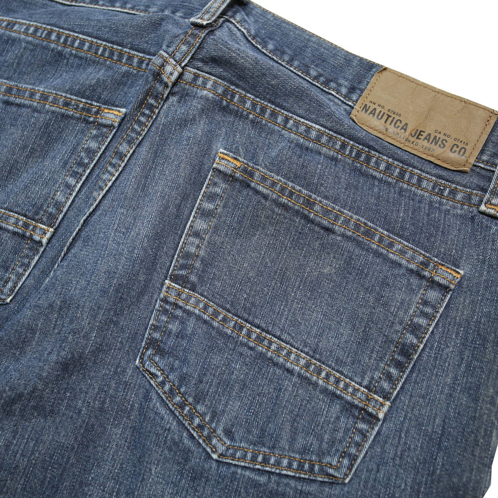 NAUTICA Mens Jeans Blue Relaxed Straight Denim Medium W34 L32 Classic Casual Zip