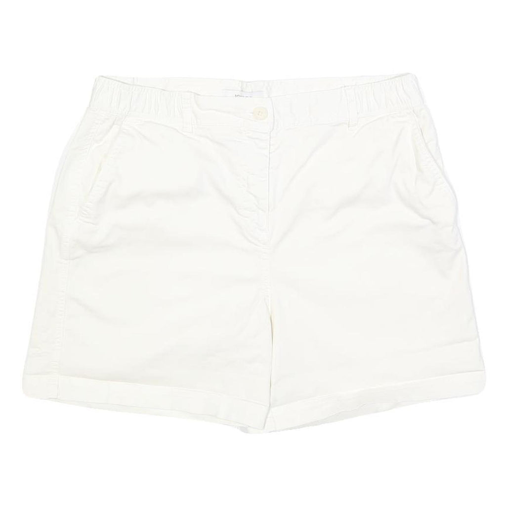 JOULES Womens White Casual Cotton Blend Shorts UK 14 W32 Summer Wear