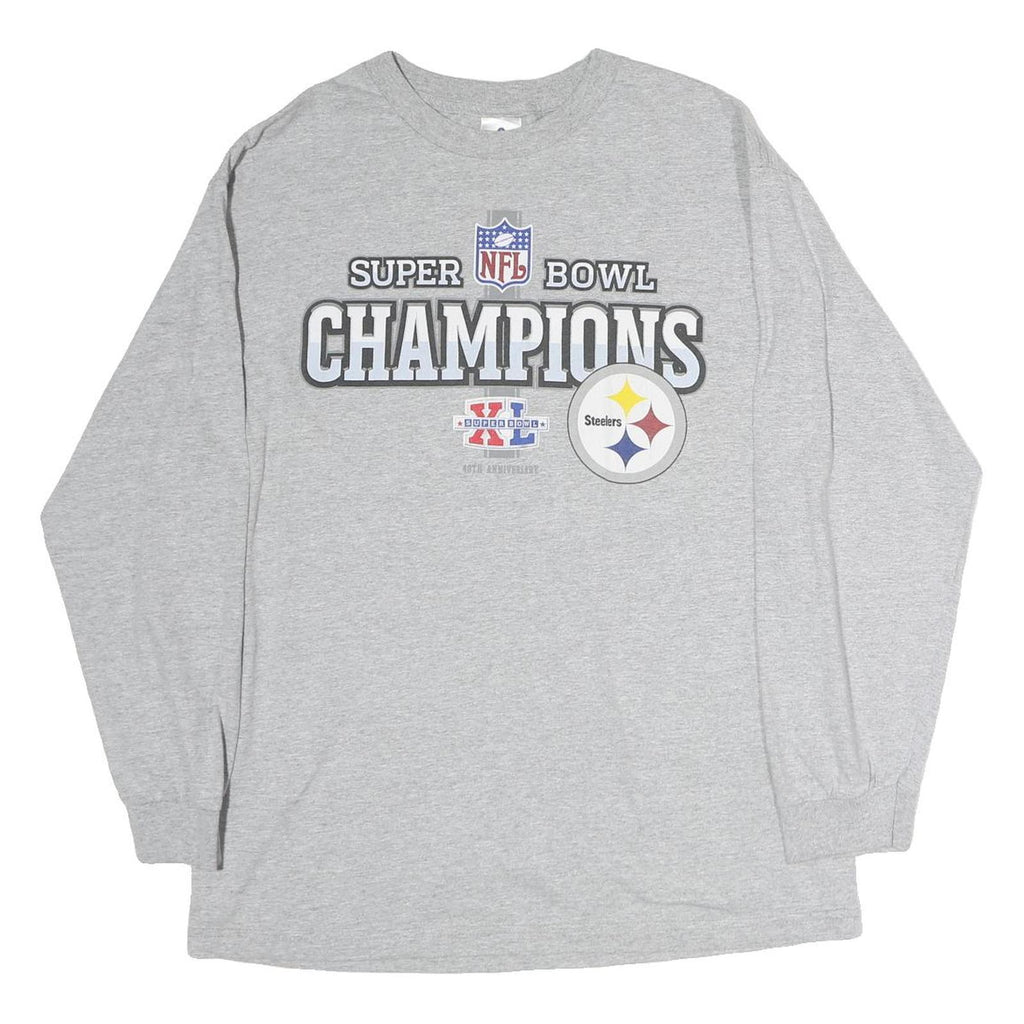 ALSTYLE APPAREL & ACTIVEWEAR Mens Grey NFL Super Bowl Champions Long Sleeve Crew