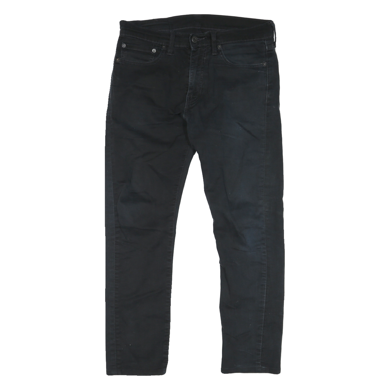 LEVI'S Mens Black Cotton Blend Classic Fit Straight Trousers W31 L26 Zip Closure