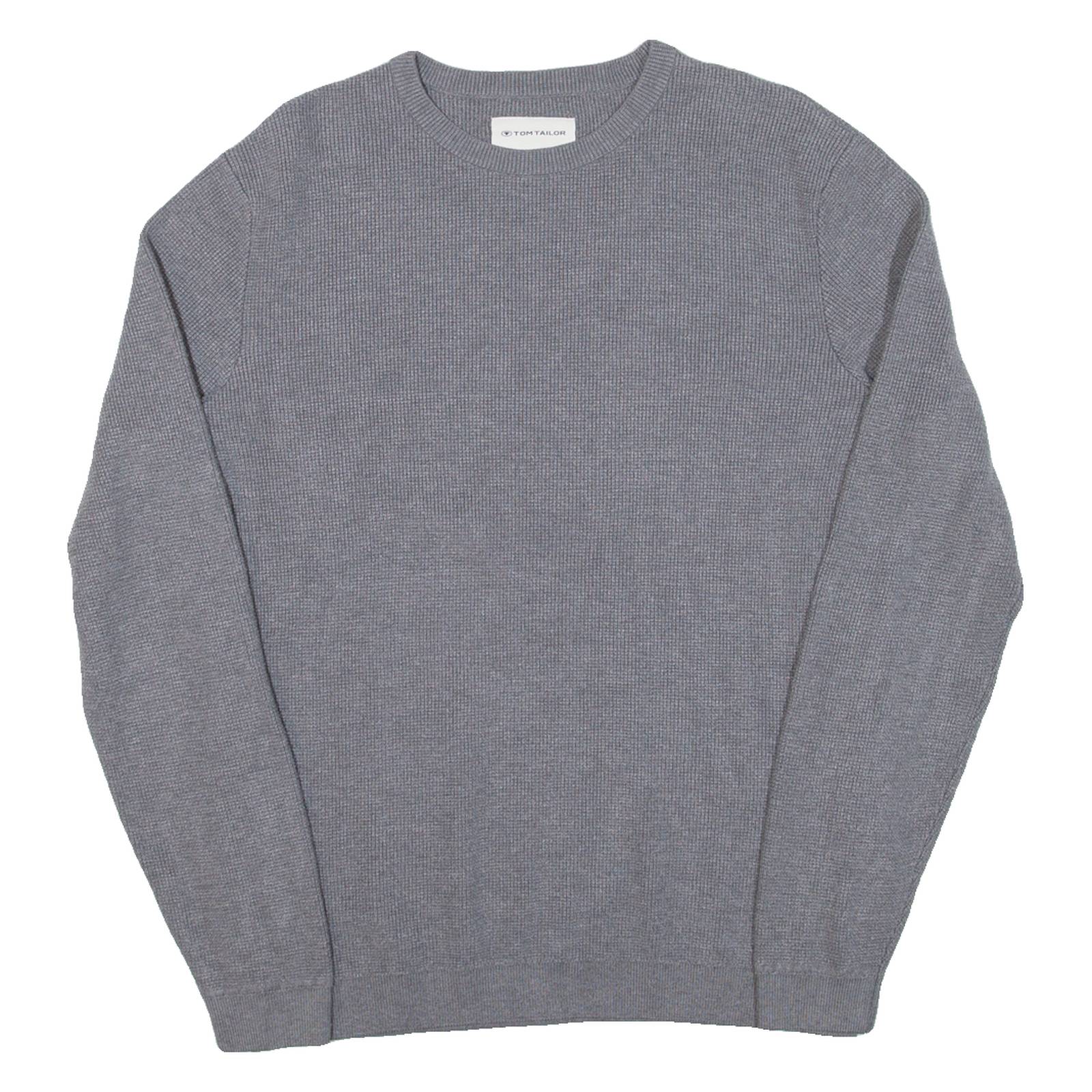 TOM TAILOR Mens Jumper Grey Tight Knit M