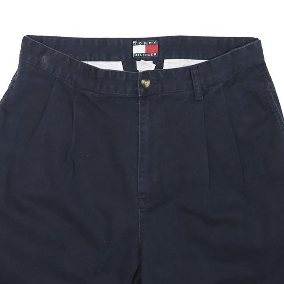TOMMY HILFIGER Mens Shorts Navy Casual Plain L W30 Classic Cotton Blend