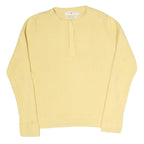 TOMMY HILFIGER Womens Yellow Plain Cotton Blend Jumper Round Neck Tight Knit XL