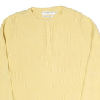 TOMMY HILFIGER Womens Yellow Plain Cotton Blend Jumper Round Neck Tight Knit XL
