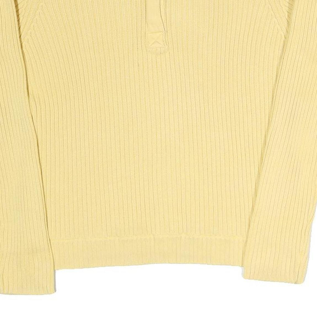 TOMMY HILFIGER Womens Yellow Plain Cotton Blend Jumper Round Neck Tight Knit XL