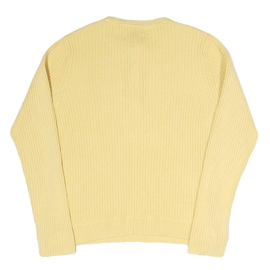 TOMMY HILFIGER Womens Yellow Plain Cotton Blend Jumper Round Neck Tight Knit XL