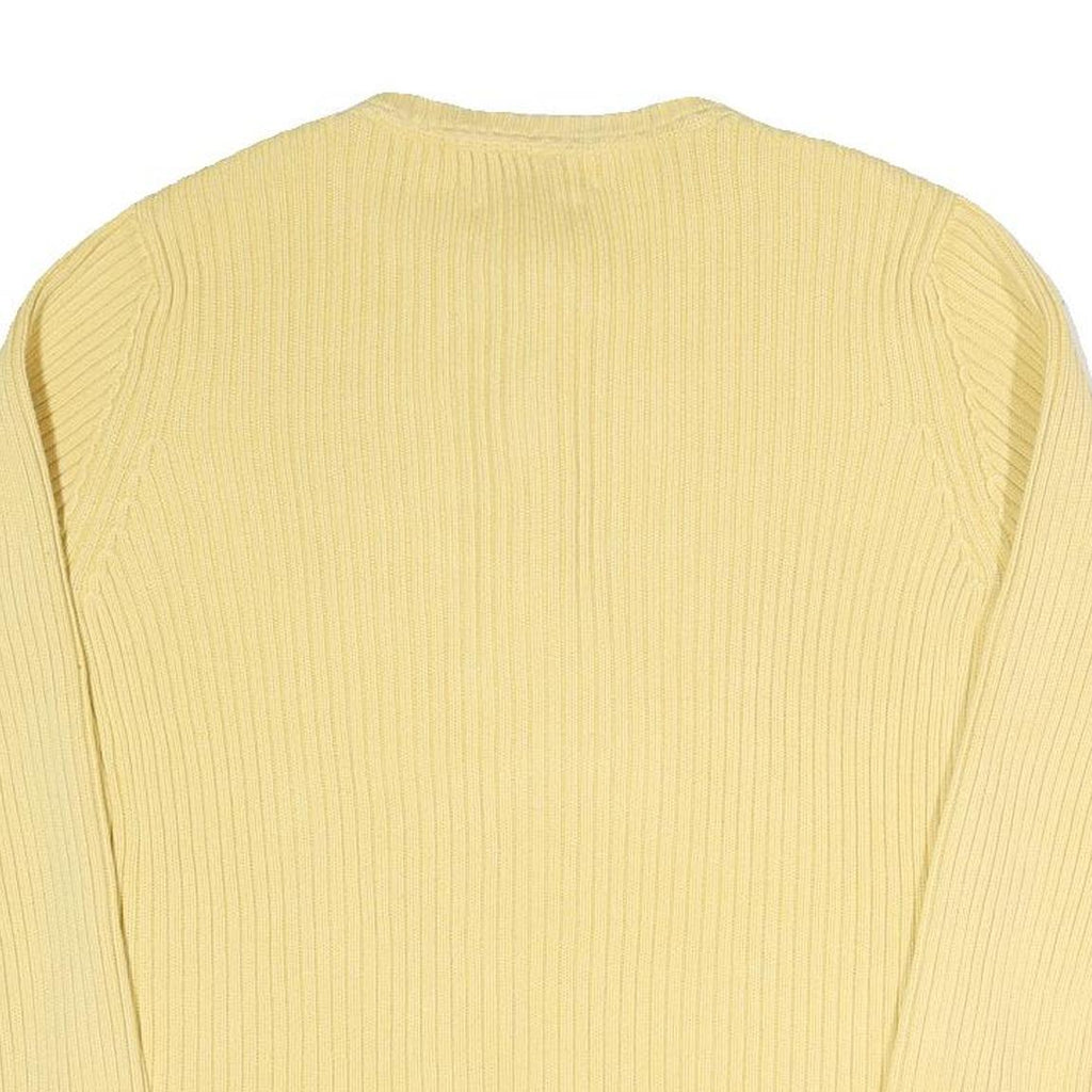TOMMY HILFIGER Womens Yellow Plain Cotton Blend Jumper Round Neck Tight Knit XL