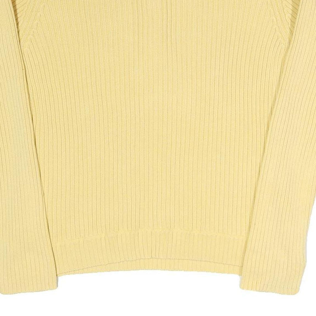 TOMMY HILFIGER Womens Yellow Plain Cotton Blend Jumper Round Neck Tight Knit XL