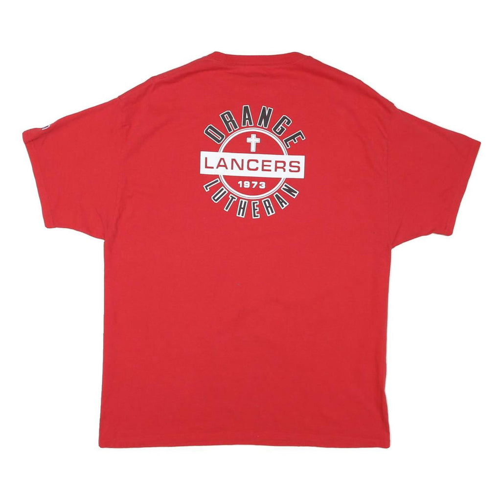 CHAMPION Mens Red Orange Lancers Graphic T-Shirt XL Short Sleeve Crew Neck
