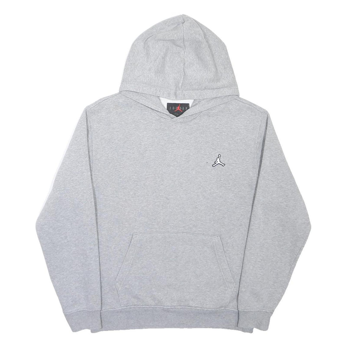 AIR JORDAN Mens Grey Pullover Hoodie S Embroidered Logo Cotton Blend Casual