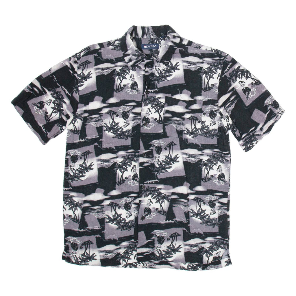 Mens Hawaiian Shirt Black Floral S