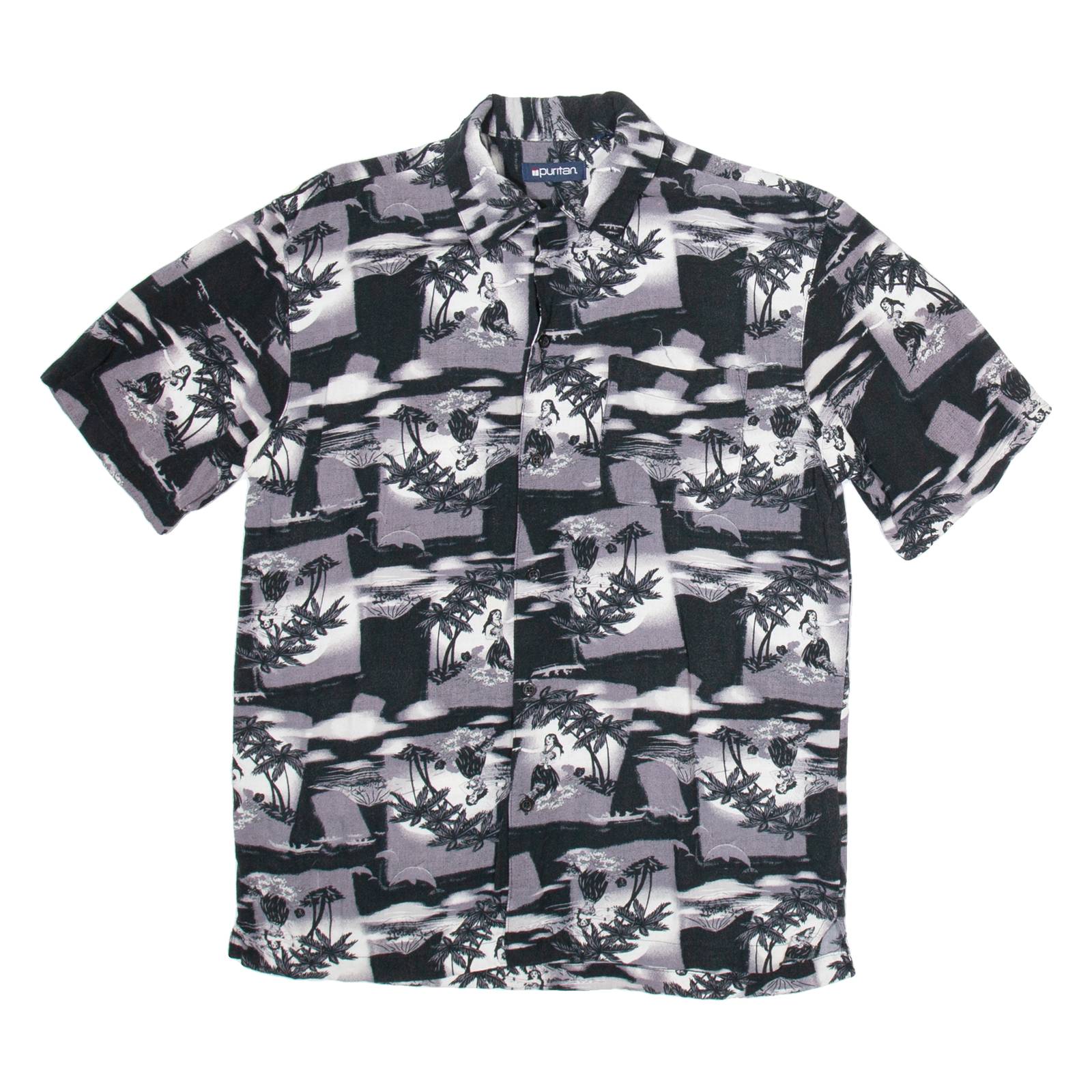 Mens Hawaiian Shirt Black Floral S