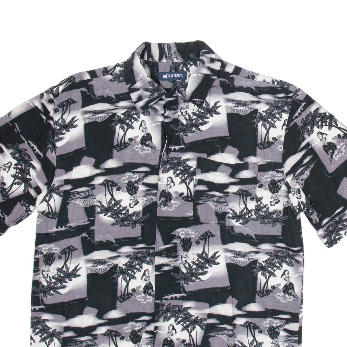 Mens Hawaiian Shirt Black Floral S
