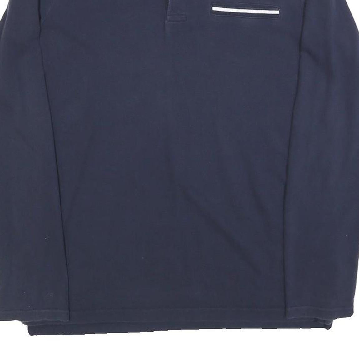 BEN SHERMAN Mens Navy Blue Long Sleeve Plain Polo Shirt S Cotton Blend