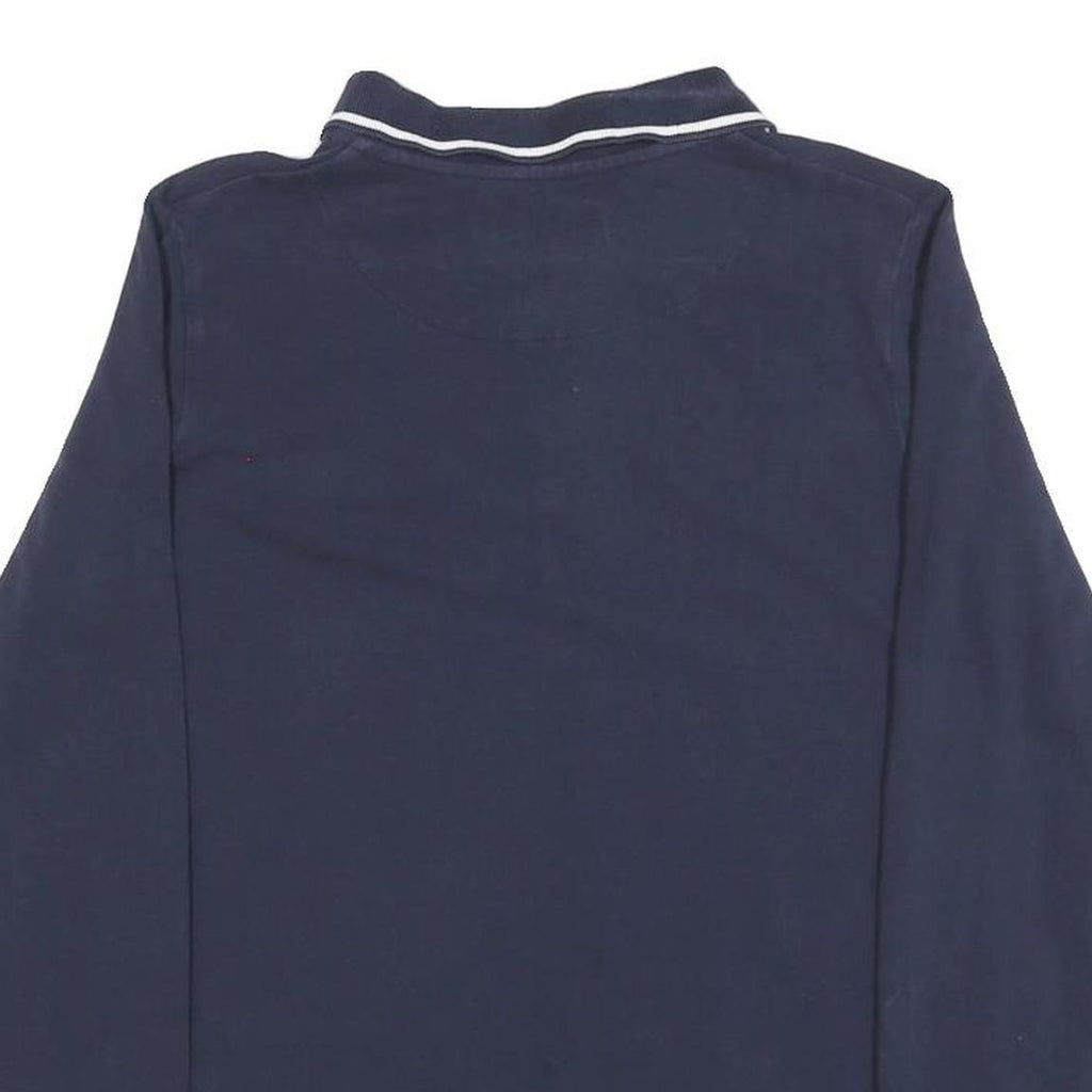 BEN SHERMAN Mens Navy Blue Long Sleeve Plain Polo Shirt S Cotton Blend