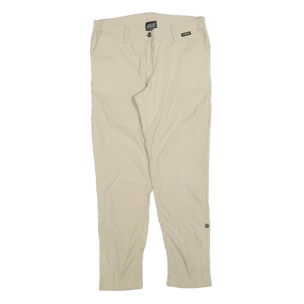 JACK WOLFSKIN Womens Beige Polyester Blend Regular Fit Trousers W30 L28 Outdoor