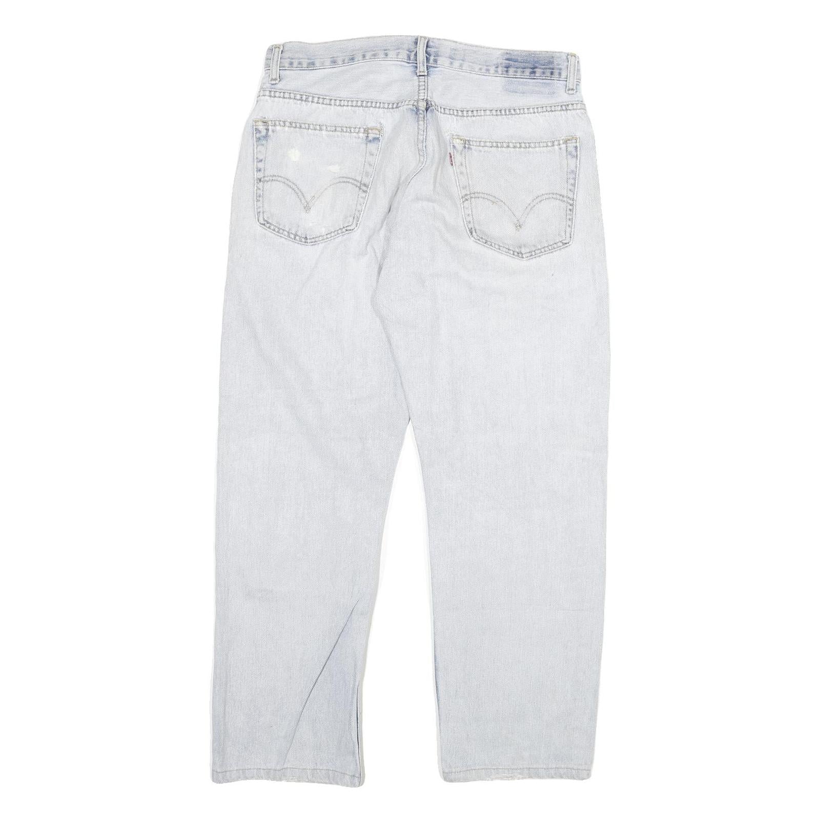 LEVI'S 505 Mens Jeans Blue Regular Straight Denim Light W32 L27 Classic Fit Zip