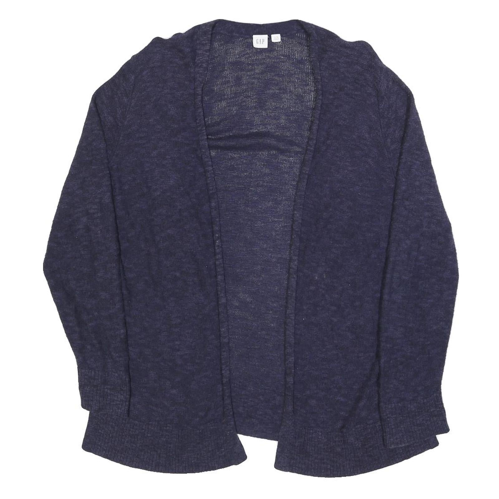 GAP Womens Navy Blue Plain Open Front Plain Crew Neck Knit XL Cotton Blend
