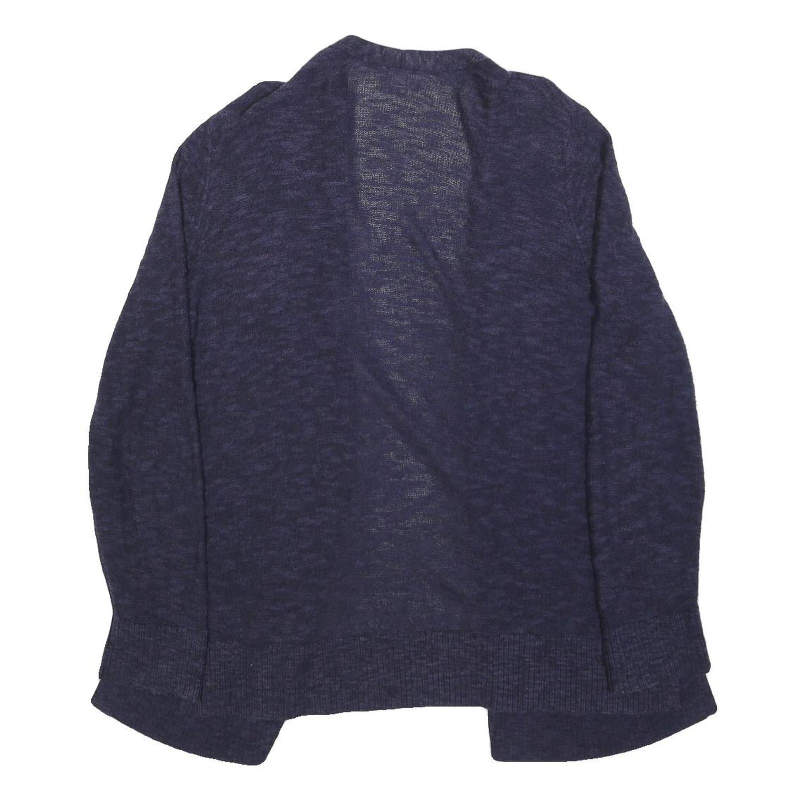 GAP Womens Navy Blue Plain Open Front Plain Crew Neck Knit XL Cotton Blend