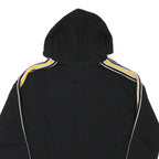 BERSHKA Mens Black Hoodie M Stolen Dreams Print Striped Sleeves Pullover